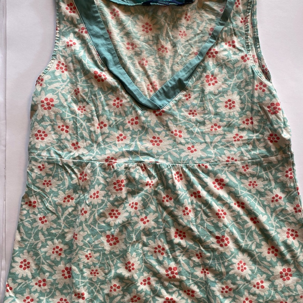 Floral Sleeveless Top - Green and Red